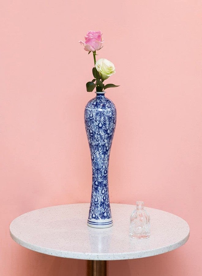 Bigsee Chinese Blue and White Vase, Antique Handmade Ceramic Flower Vase, Decorative Glazed Vases for Home Decor, Table, Living Room, Fish Tail Vase (No.01) - Image 3
